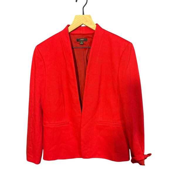 J.Crew Womens‎ Red Open Blazer Jacket Size 14 Viscose Blend NWOT - Picture 2 of 6